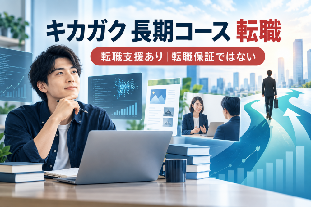 キカガク長期コースで転職を目指す人向けの記事アイキャッチ